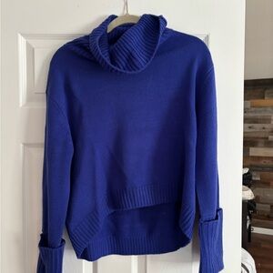 Elegant Royal Blue Women's Turtleneck Sweater